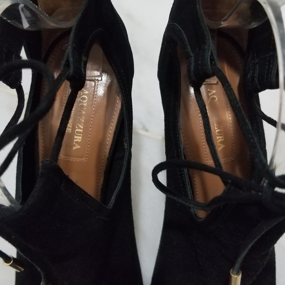 Aquazzura Babe Suede Booties Black 39.5 Ankle Wrap - Picture 8 of 16